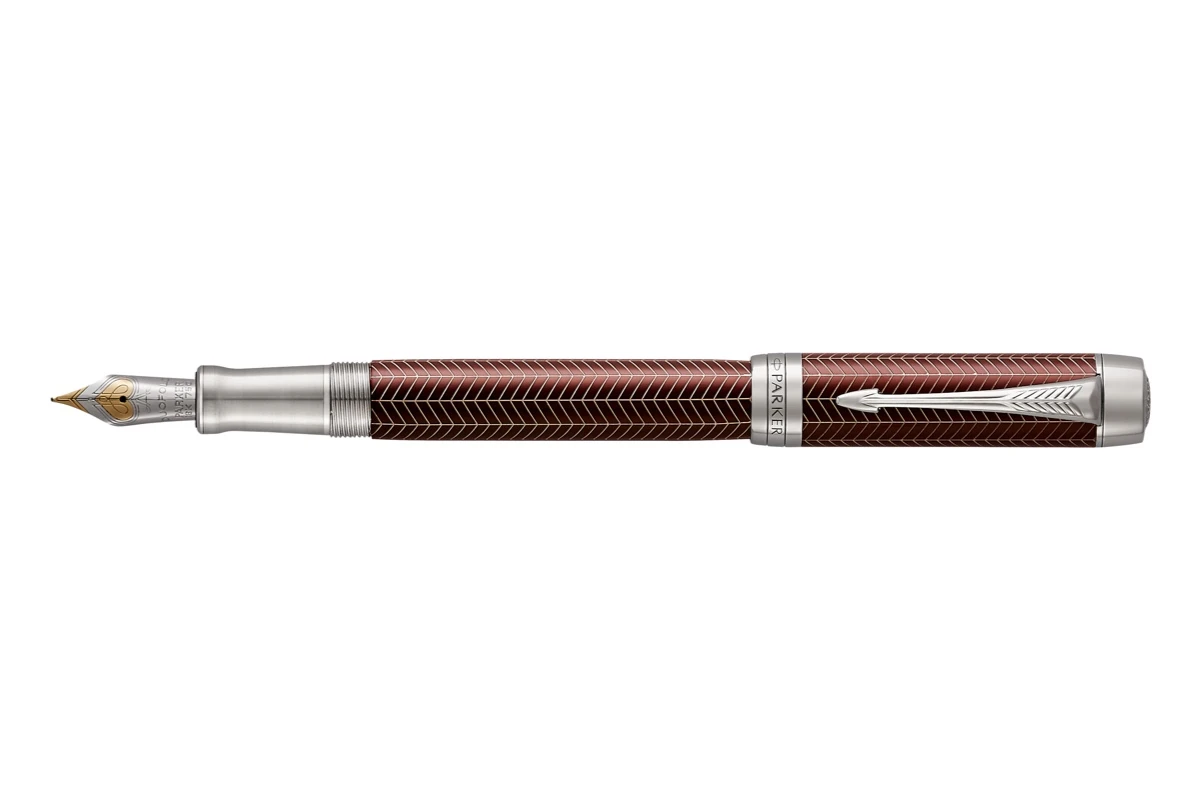 Parker® Parker Duofold Prestige Burgundy Chevron Centennial Vulpen 1 Parker® Parker Duofold Prestige Burgundy Chevron Centennial Vulpen