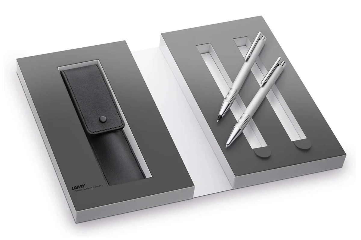 Lamy Logo Brushed Balpen + Vulpotlood + Etui Set 1 Lamy Logo Brushed Balpen + Vulpotlood + Etui Set